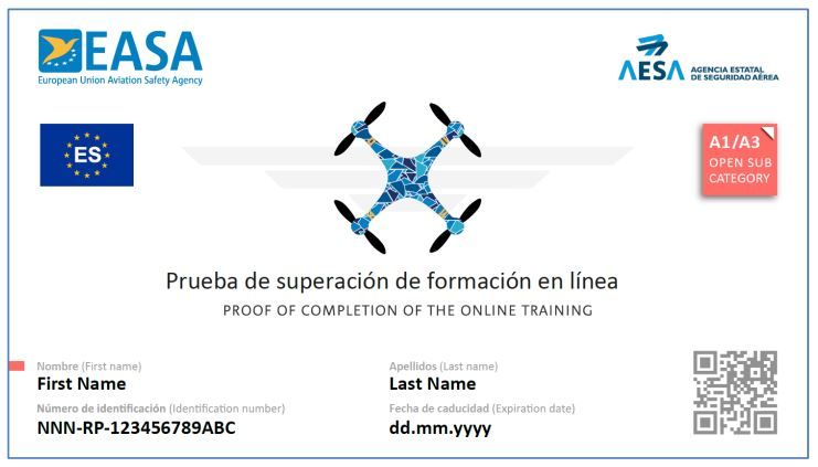 Certificado superación Curso piloto de drones